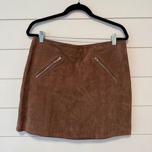 Blank NYC Tan Brown Suede Moto Business Casual Mini Skirt - Size 30